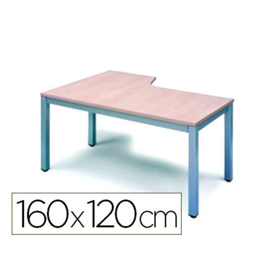 Mesa oficina rocada serie executive forma en l derecha 160x120 cm acabado ad01 aluminio/haya