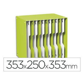 Archivador modular cep poliestireno verde/blanco 12 casillas 353x250x353 mm