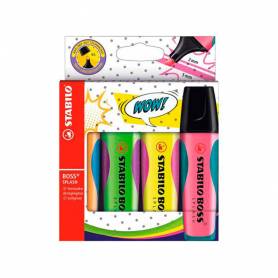 Rotulador stabilo boss splash 75 estuche de 4 unidades colores surtidos