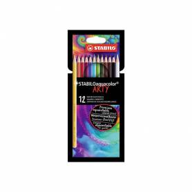 Lapices de colores stabilo aquacolor arty line acuarelables estuche de carton de 12 unidades colores