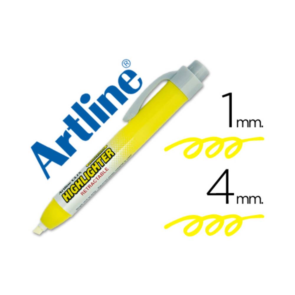 Rotulador artline clix fluorescente ek-63 amarillo punta biselada 4.00 mm