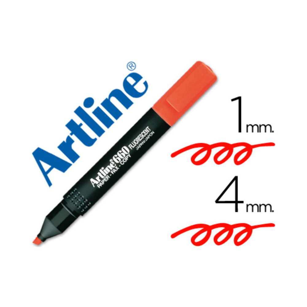 Rotulador artline fluorescente ek-660 rojo punta biselada