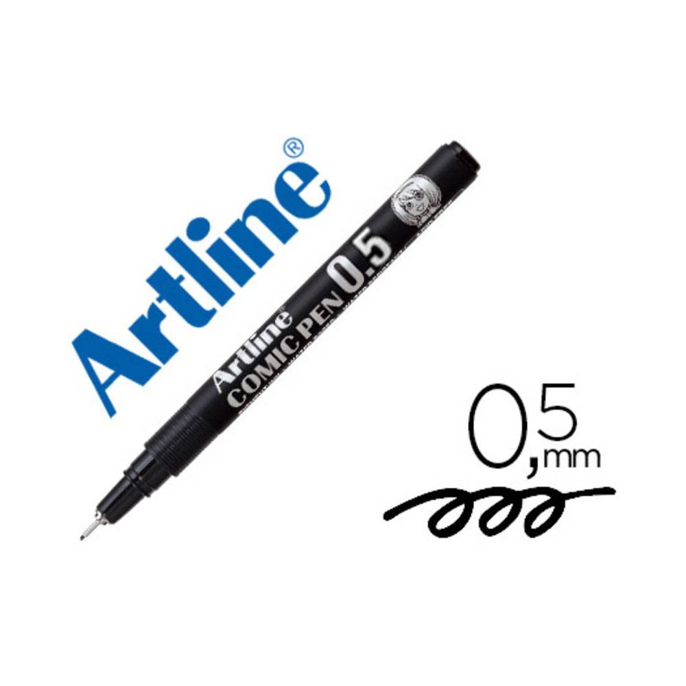 Rotulador artline calibrado micrometrico negro comic pen ek-285 punta poliacetal 0,5 mm resistente al agua