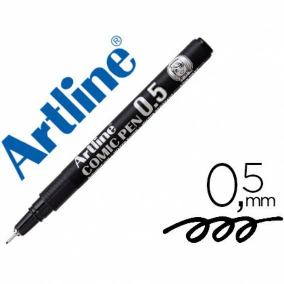 Rotulador artline calibrado micrometrico negro comic pen ek-285 punta poliacetal 0,5 mm resistente al agua