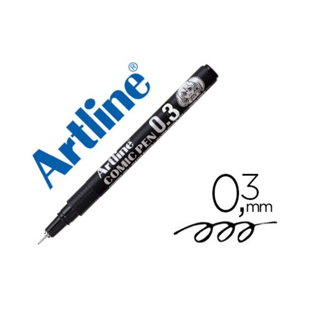 Rotulador artline calibrado micrometrico negro comic pen ek-283 punta poliacetal 0,3 mm resistente al agua