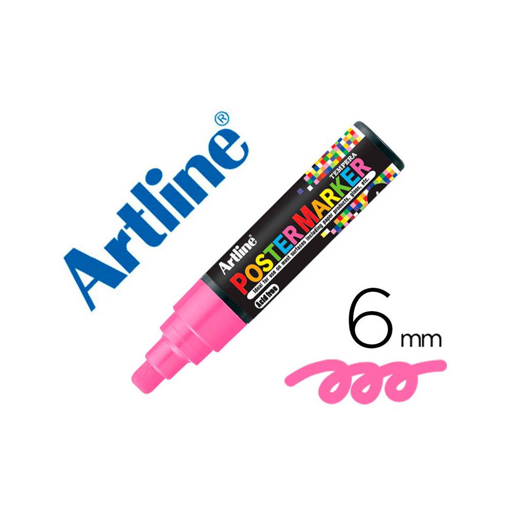 Rotulador artline poster marker epp-6-ros flu punta redonda 6 mm color rosa fluor