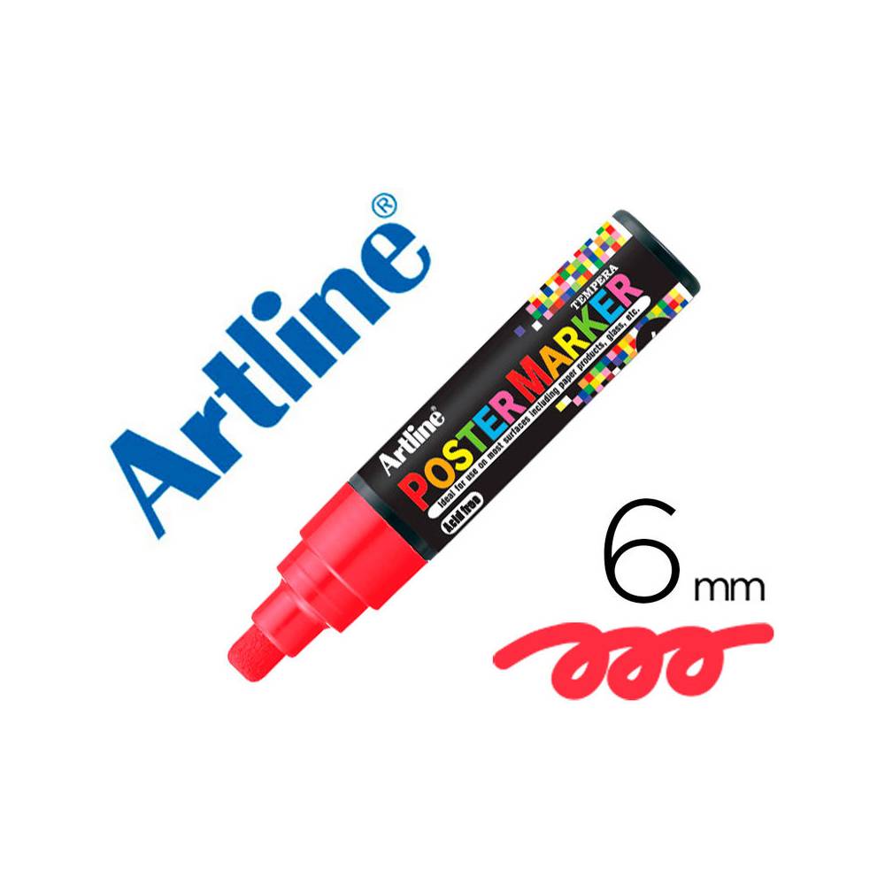 Rotulador artline poster marker epp-6-roj punta redonda 6 mm color rojo