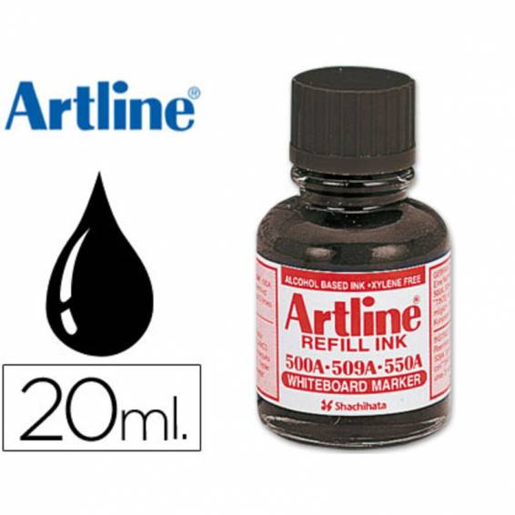 Tinta artline negro para rotulador pizarra blanca 500-a frasco de 20 ml