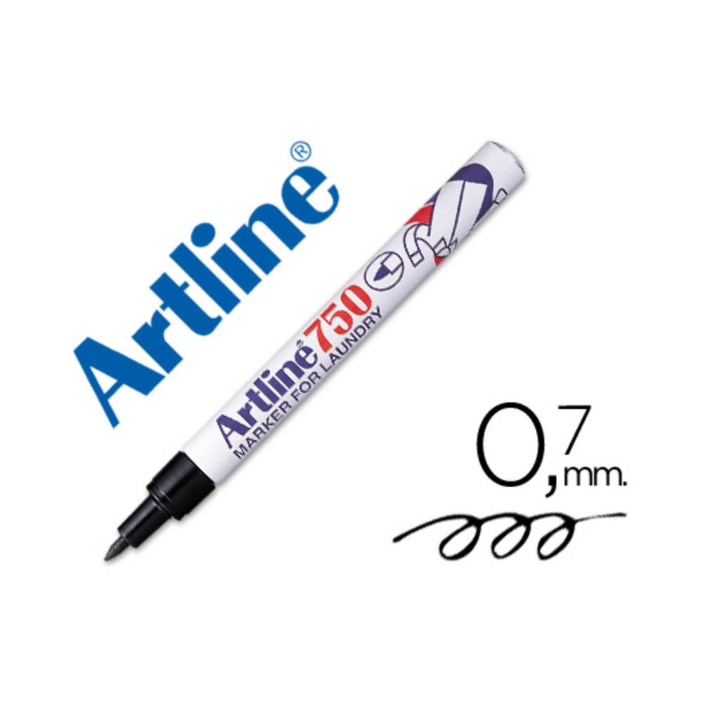 Rotulador artline marcador permanente lavable para textilek-750 negro punta redonda 0,7 mm