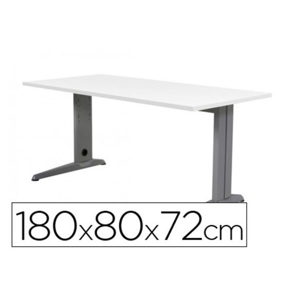 Mesa de oficina rocada metal 2003ac04 aluminio /blanco 180x80 cm