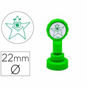Sello artline emoticono estrella color verde 22 mm diametro