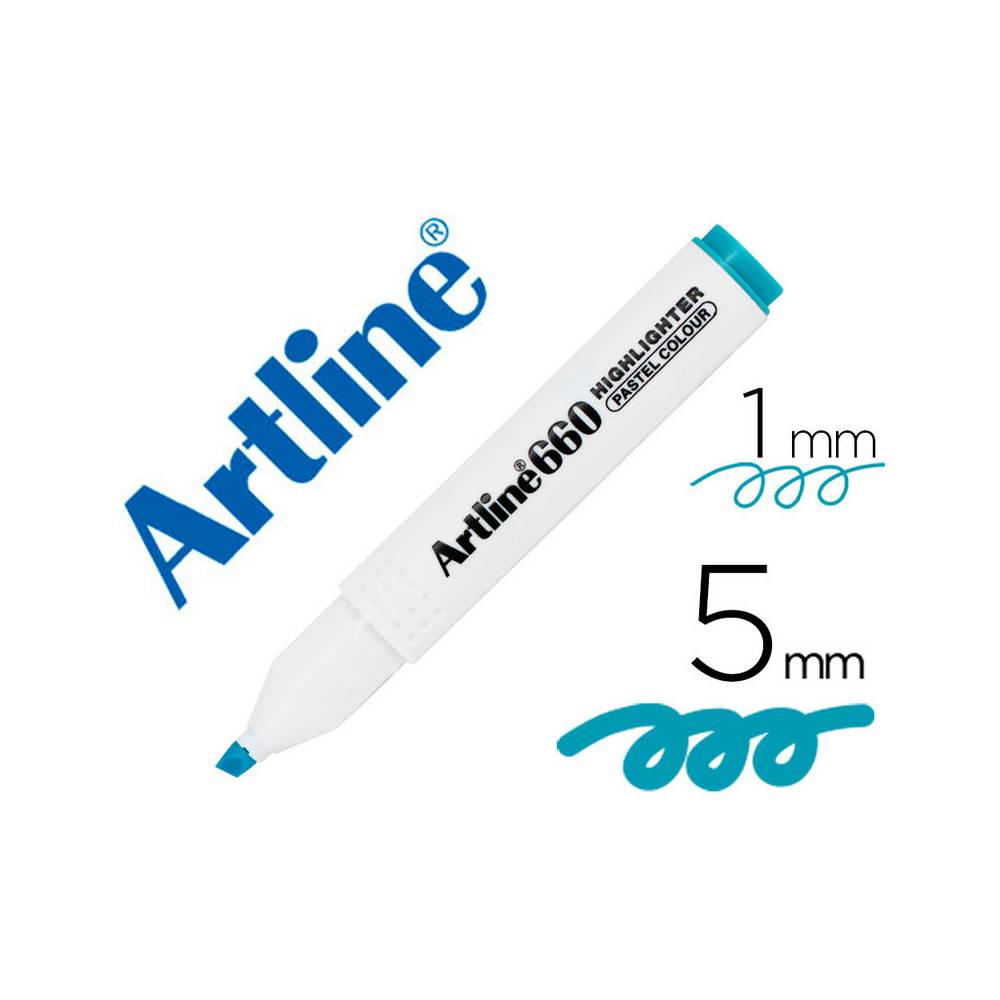 Rotulador artline fluorescente ek-660 azul pastel punta biselada