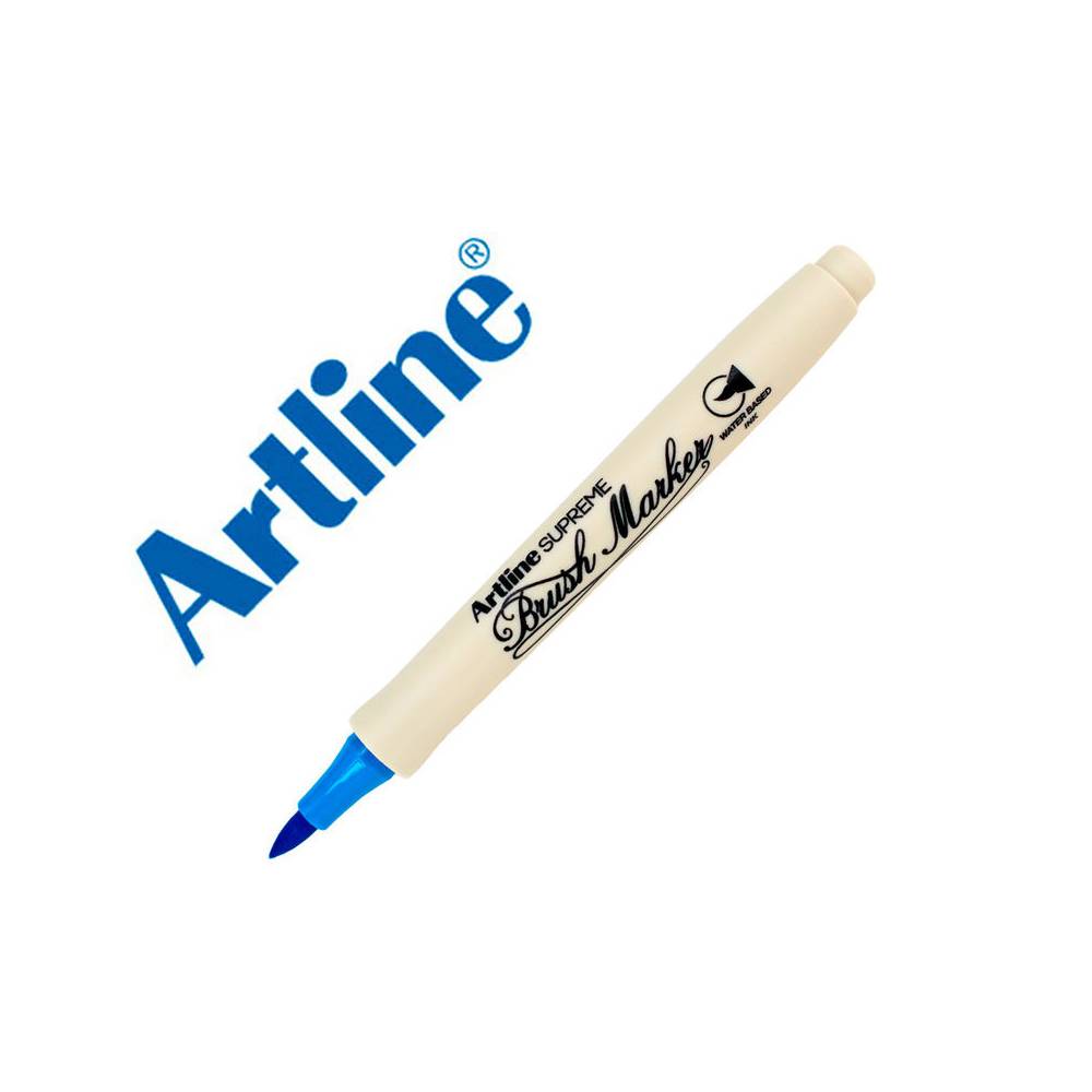 Rotulador artline supreme brush epfs pintura base de agua punta tipo pincel trazo fino azul celeste