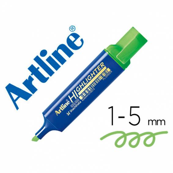 Rotulador artline fluorescente eks-600 verde punta biselada