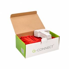Encuadernador fastener q-connect plastico d-clips color rojo caja de 100 unidades