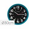 Reloj q-connect de pared plastico oficina redondo 30 cm color azul y esfera color negro - KF11214