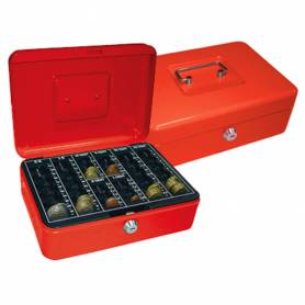 Caja caudales q-connect 10/ 250x180x90 mm roja con portamonedas