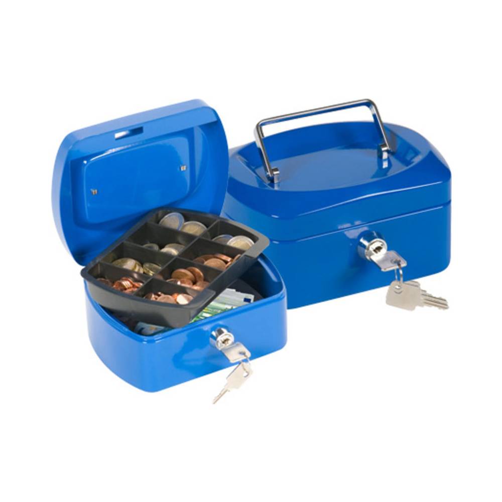 Caja caudales q-connect 6/ 152x115x80 mm azul con portamonedas