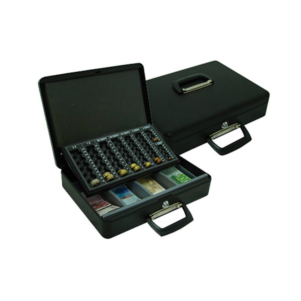 Caja caudales q-connect 14,5/ 370x290x110 mm con portamonedas y bandeja para billetes