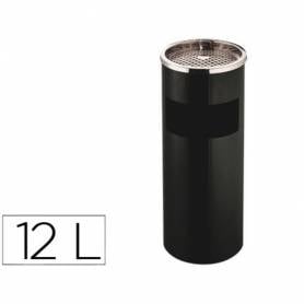 Cenicero papelera metalico q-connect con recogecolillas negro 61,5x25 cm