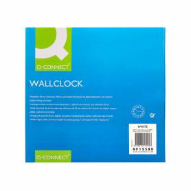 Reloj q-connect de pared plastico oficina redondo 30 cm marco blanco