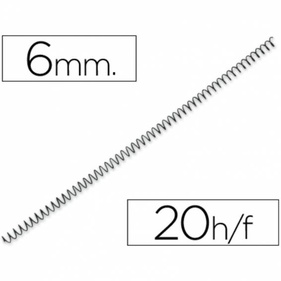 Espiral metalico q-connect 64 5:1 6mm 1mm caja de 200 unidades