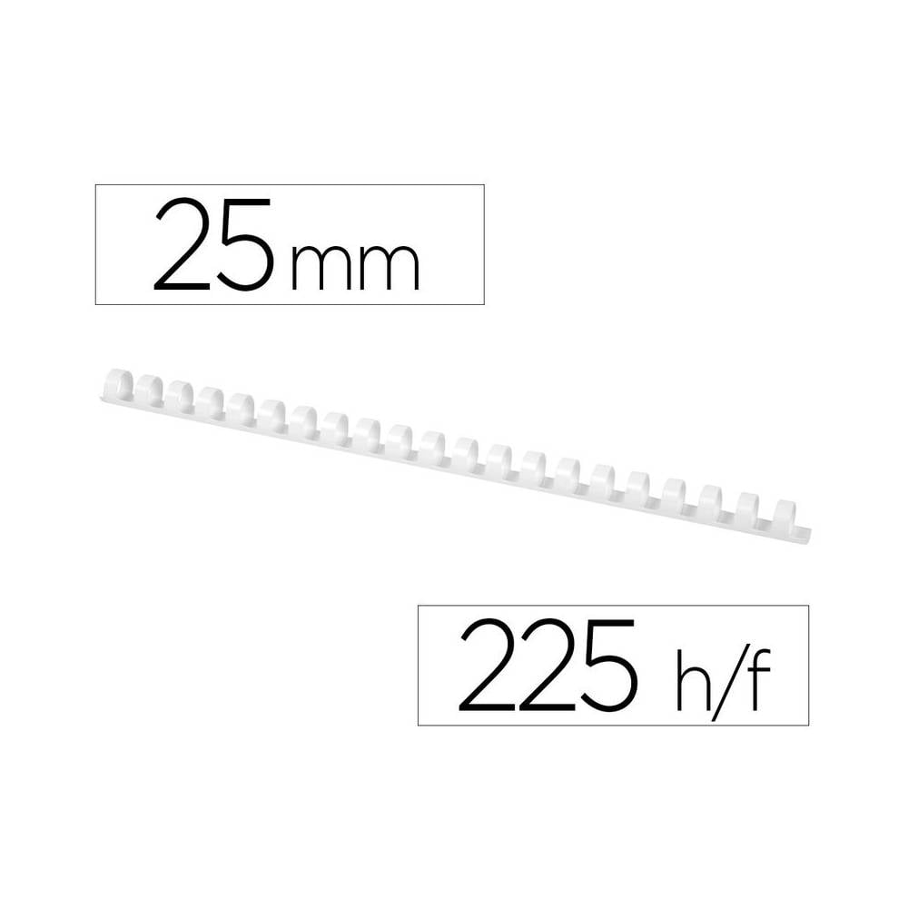 Canutillo q-connect redondo 25 mm plastico blanco capacidad 225 hojas caja de 50 unidades