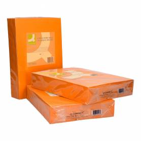 Papel color q-connect din a4 80gr naranja intenso paquete de 500 hojas