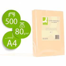 Papel color q-connect din a4 80gr crema paquete de 500 hojas