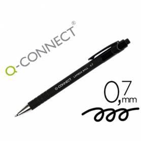 Boligrafo q-connect retractil con grip 0,7 mm color negro