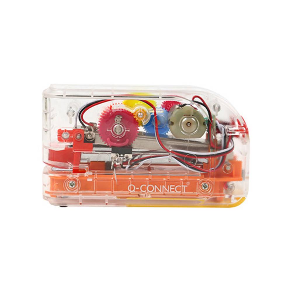 Grapadora electrica q-connect plastico transparente mecanismo de colores capacidad 20 hojas usa grapas
