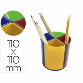Cubilete portalapices q-connect plastico redondo giratorio diametro 110 mm altura 110 mm 4 colores