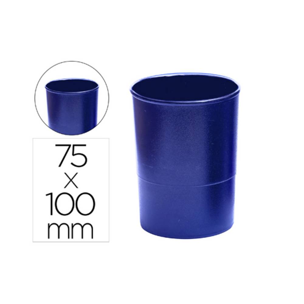Cubilete portalapices q-connect plastico diametro 75 mm altura 100 mm azul opaco