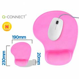 Alfombrilla para raton q-connect reposamuñecas de gel color rosa 190x230x20 mm