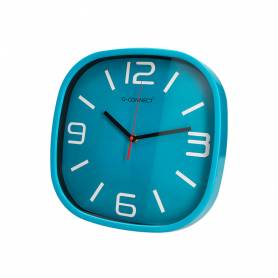 Reloj q-connect de pared de plastico redondo 30 cm movimiento silencioso color azul