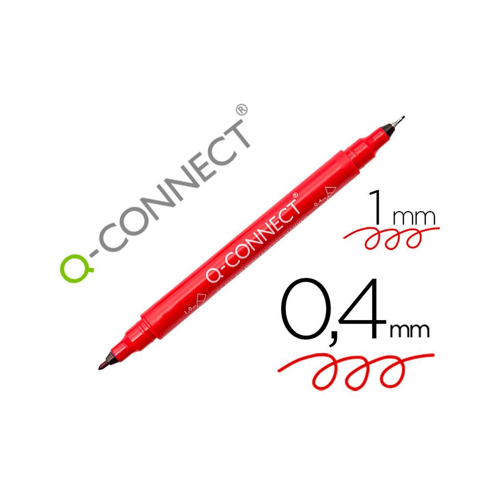 Rotulador q-connect marcador permanente doble punta color rojo 0,4 mm y 1 mm