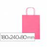Bolsa papel q-connect celulosa rosa xs con asa retorcida 180x240x80 mm - KF03744
