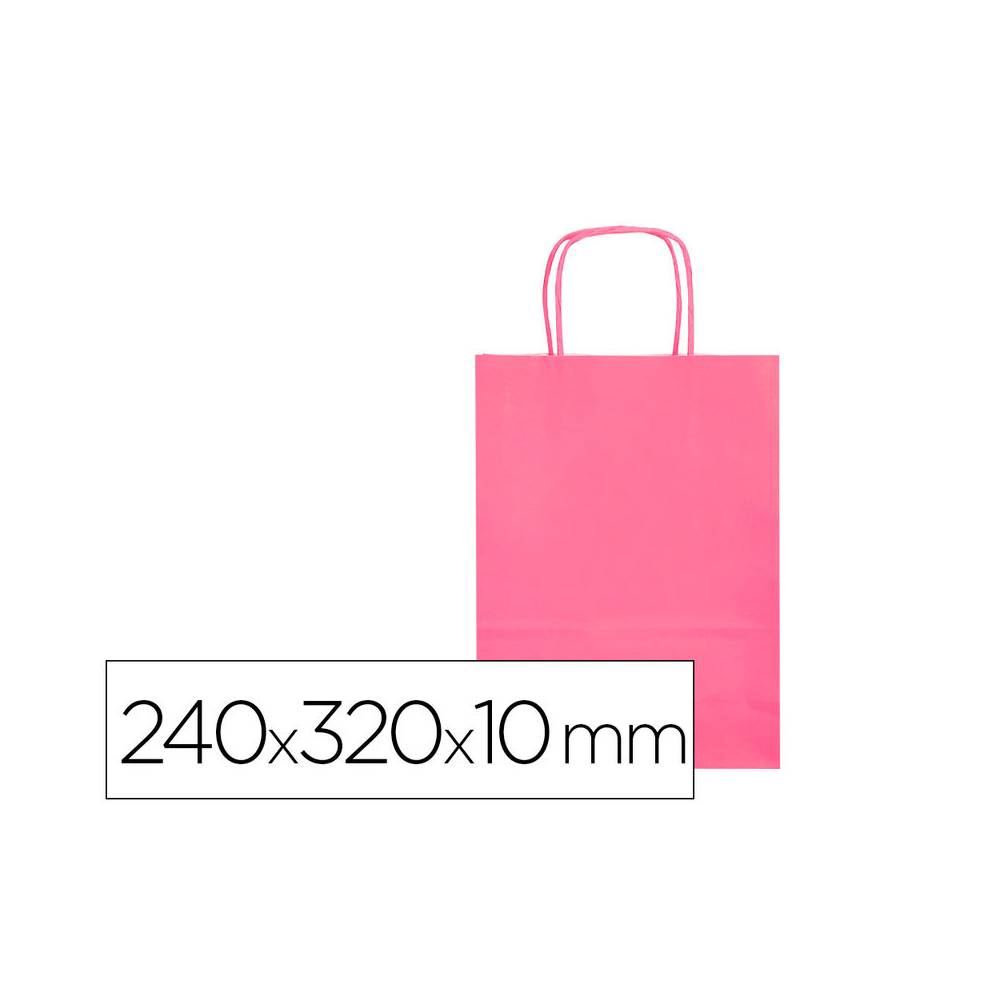 Bolsa papel q-connect celulosa rosa s con asa retorcida 240x320x10 mm
