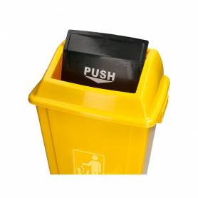 Papelera contenedor q-connect plastico con tapa de balancin 58 litros 470x330x760 mm amarillo
