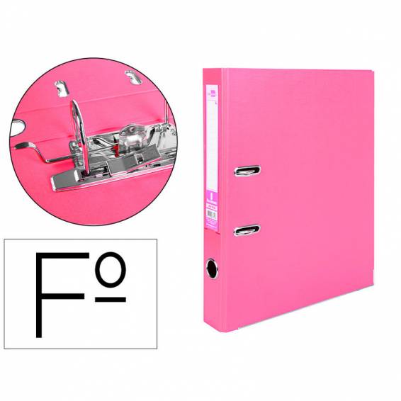 Archivador de palanca liderpapel folio documenta forrado pvc con rado lomo 52 mm rosa compresor metalico