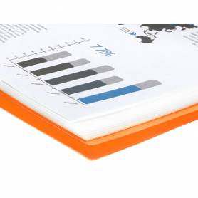 Carpeta liderpapel escaparate con espiral 50 fundas polipropileno din a4 naranja