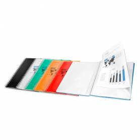 Carpeta liderpapel escaparate con espiral 50 fundas polipropileno din a4 naranja