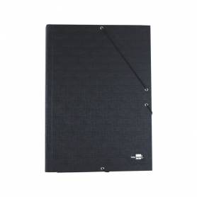 Carpeta liderpapel gomas folio 3 solapas carton forrado negra