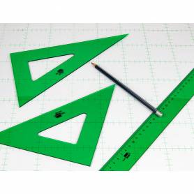 Juego escuadra cartabon regla 30 cm y semicirculo en petaca liderpapel verde