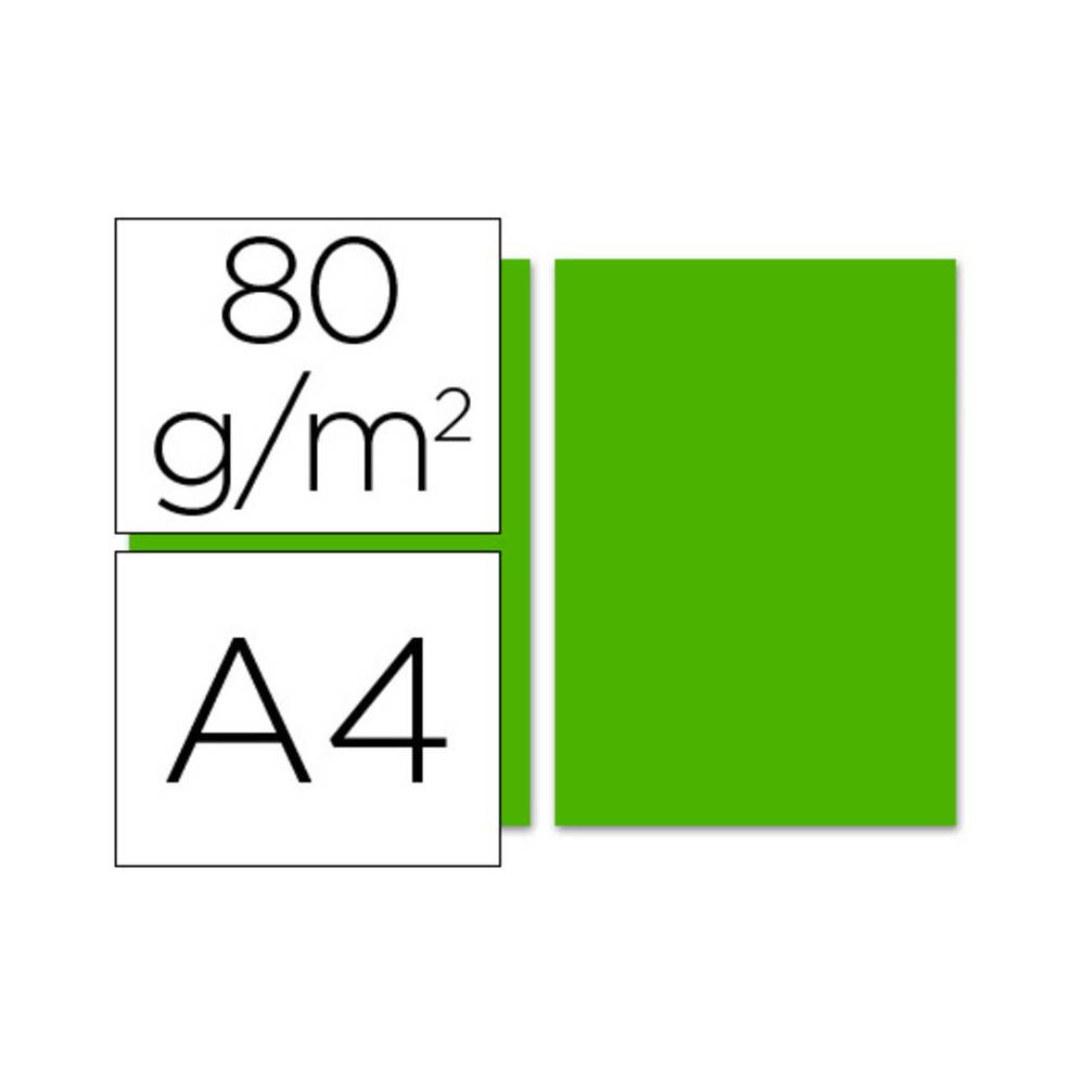 Papel color liderpapel a4 80g/m2 verde intenso paquete de 100