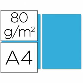 Papel color liderpapel a4 80g/m2 azul turquesa paquete de 100