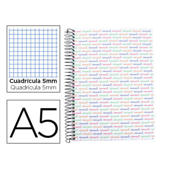 Cuaderno espiral liderpapel a5 micro multilider tapa forrada 140h 80 gr cuadro 5mm 5 bandas 6 taladros blanco