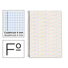 Cuaderno espiral liderpapel folio multilider tapa forrada 80h 80 gr cuadro 4mm con margen blanco
