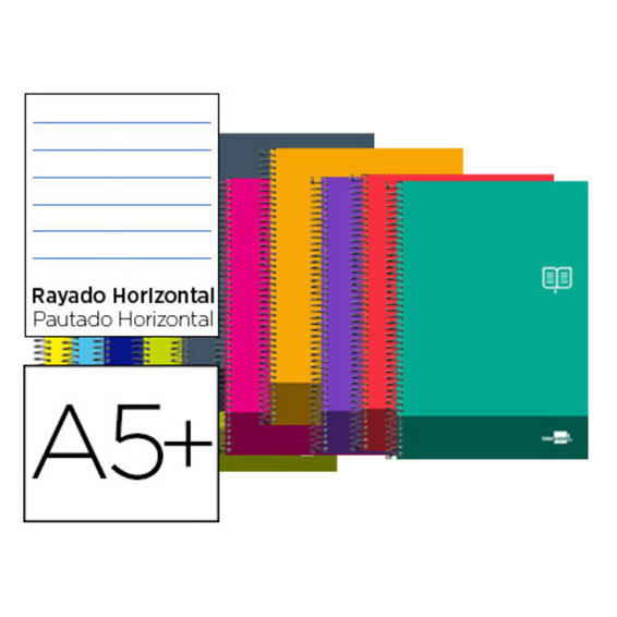 Cuaderno espiral liderpapel cuarto discover tapa blanda 80h 80 gr rayado horizontal con margen colores