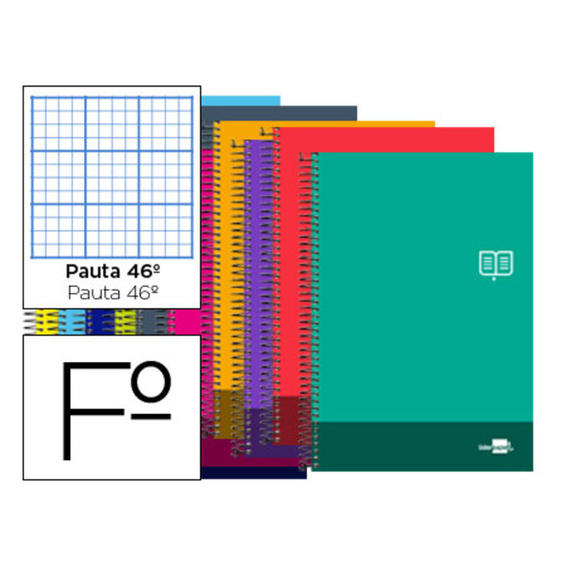 Cuaderno espiral liderpapel folio discover tapa blanda 80h 80 gr rayado nº 46 colores surtidos